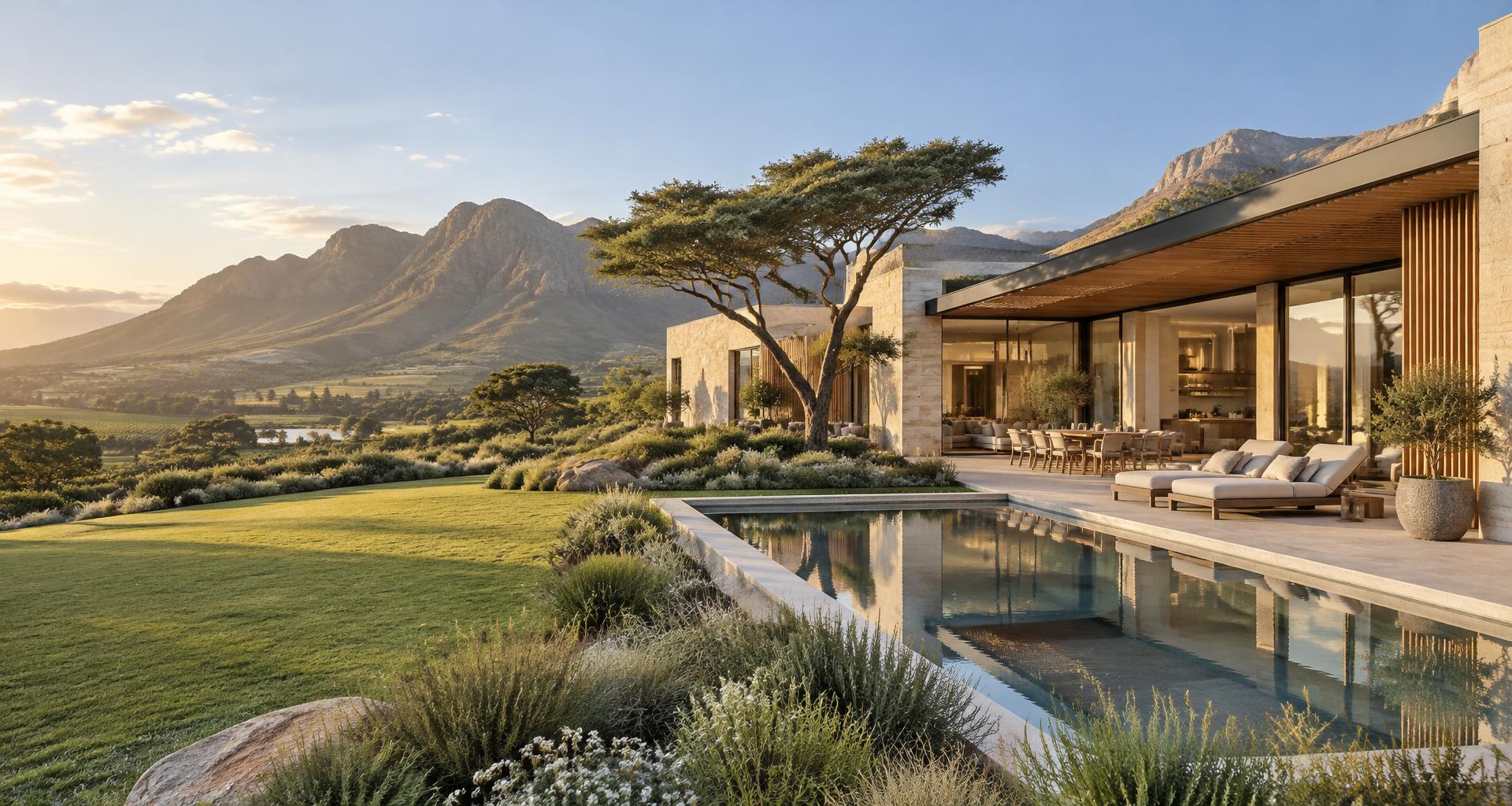 Contemporary stone residence in an African landscape